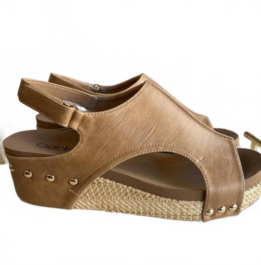 NEW CORKYS FOOTWEAR women's volta ii wedges in caramel combo